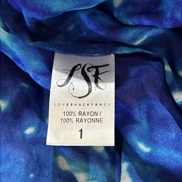 LoveShackFancy Maxi Fairy Slip Dress O/S Blue Backless Tie Dye Sheer Ethereal - Picture 15 of 16